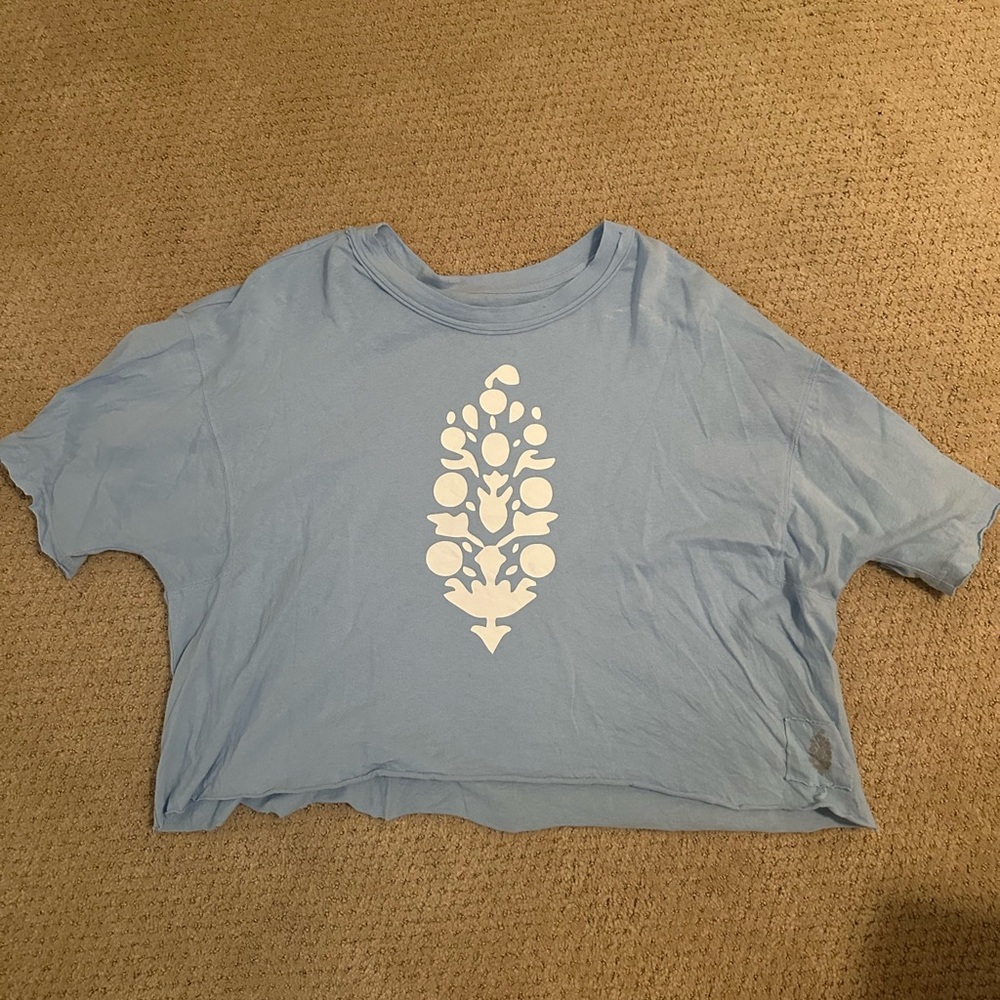 Blue Short Sleeve Tee with White Design